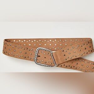 Free People Gemini Hip Belt Taupe Suede Studded Wide Boho S/M NWT - Sold Out